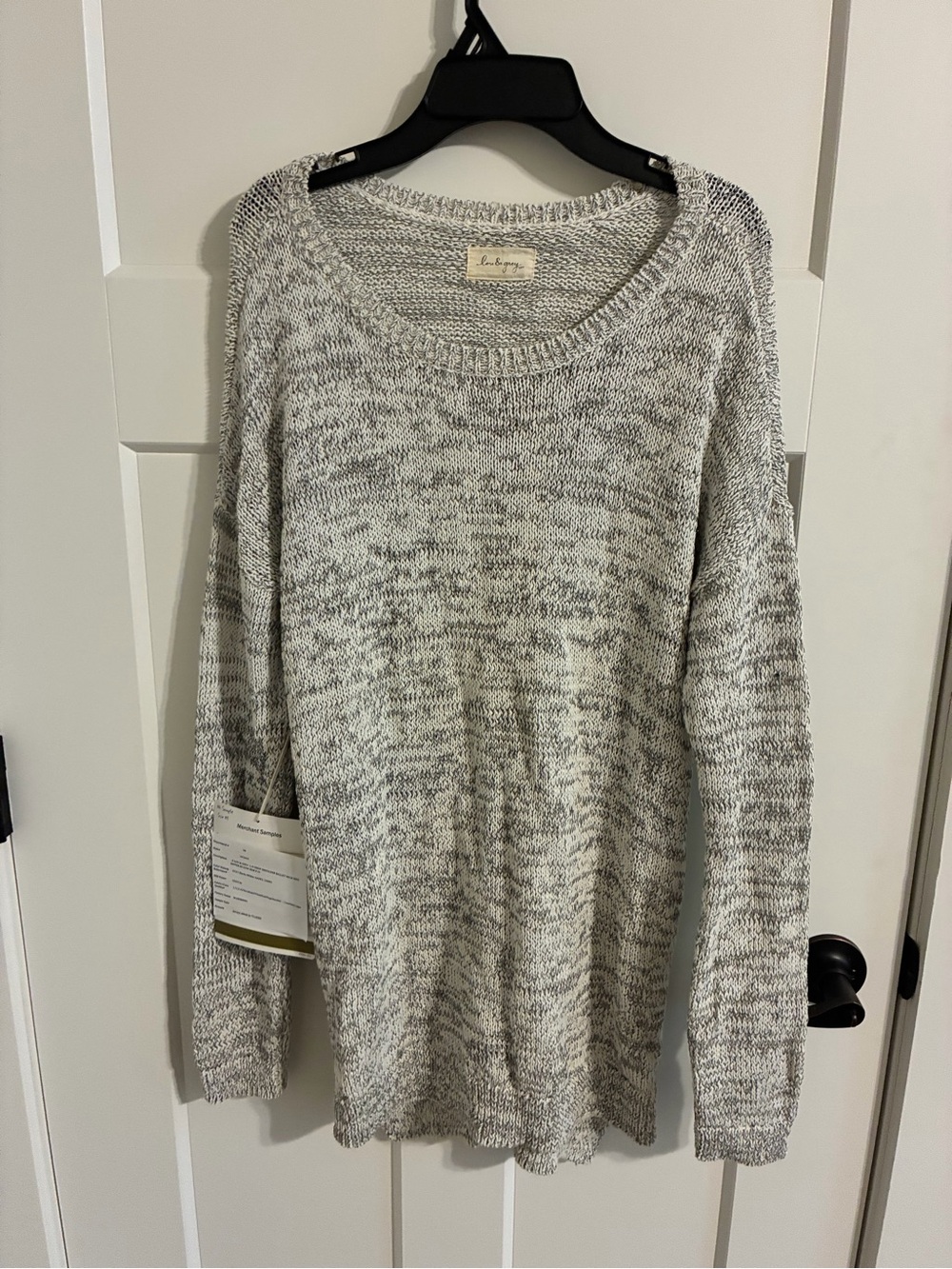Lou & Grey Marled Light Gray Scoopneck Sweater